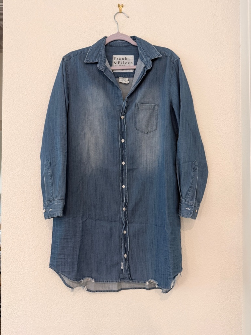 Frank & Eileen Washed Denim Shirt Dress - Faded Blue